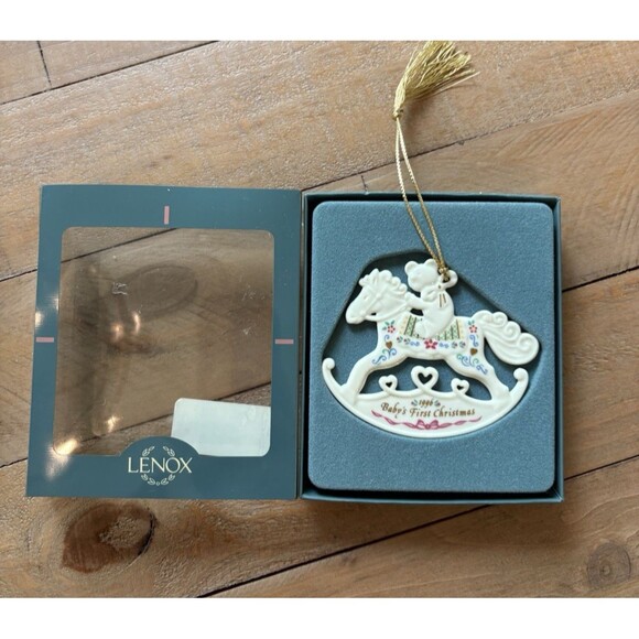 Lenox 1996 Baby's First 1st Christmas Tree Ornament Rocking Horse Used - Picture 2 of 9
